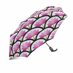 cute colorful Lotus flower pattern print Umbrella Automatic Foldable with totes