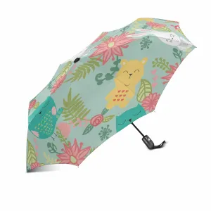 cute Colorful Owl rabbit bear flowers pattern totes umbrella automatic windproof foldable