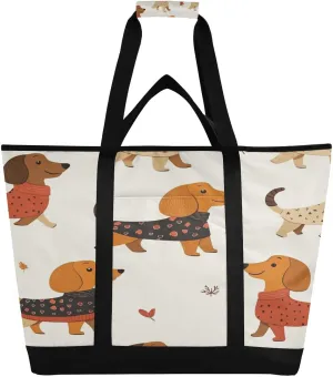 Cute Dogs Reusable Insulated Lunchbox Cooler Bag, Leakproof Kitchen Grocery Bag Collapsible Portable Cooler Tote Bag for Picnic, Camping, Office, Travel