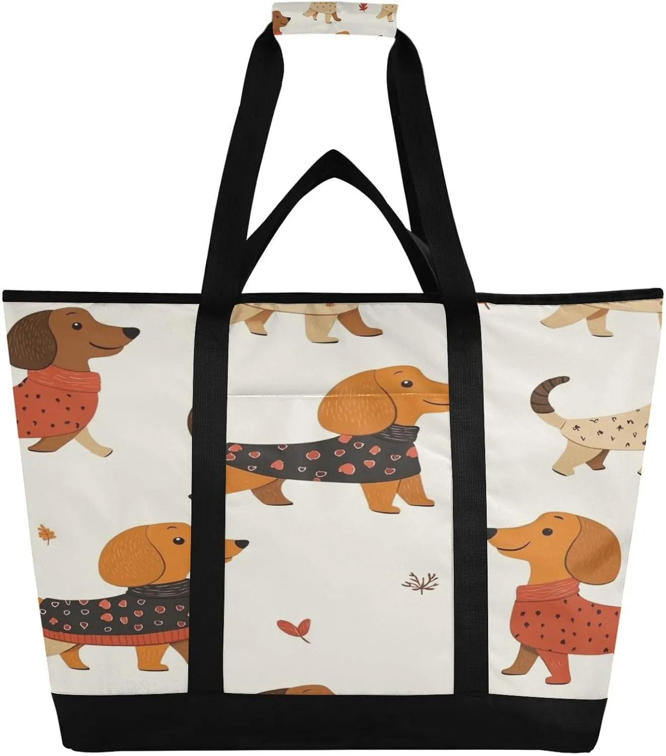 Cute Dogs Reusable Insulated Lunchbox Cooler Bag, Leakproof Kitchen Grocery Bag Collapsible Portable Cooler Tote Bag for Picnic, Camping, Office, Travel