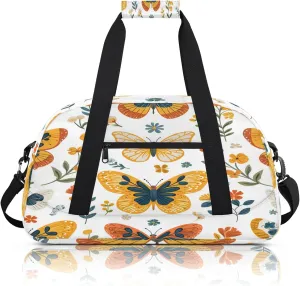 Cute Flower Butterfly Small Gym Bag 18 inch Carry On Duffel Bag for Weekender Travel Sports Workout Yoga Gymnastics Dance Ballet