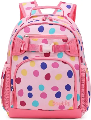 Cute Kids Backpacks for Girls Kindergarten 15 inch Bookbag Polka Dot Girls Backpack for School Kids 4-6 (Colorful Polka Dot)