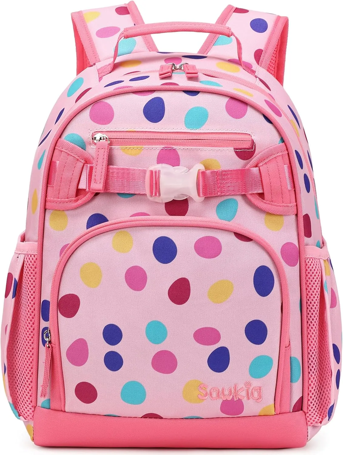 Cute Kids Backpacks for Girls Kindergarten 15 inch Bookbag Polka Dot Girls Backpack for School Kids 4-6 (Colorful Polka Dot)