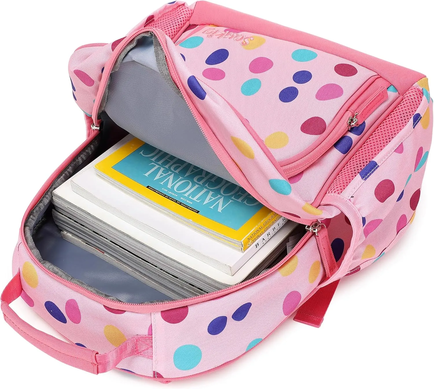 Cute Kids Backpacks for Girls Kindergarten 15 inch Bookbag Polka Dot Girls Backpack for School Kids 4-6 (Colorful Polka Dot)