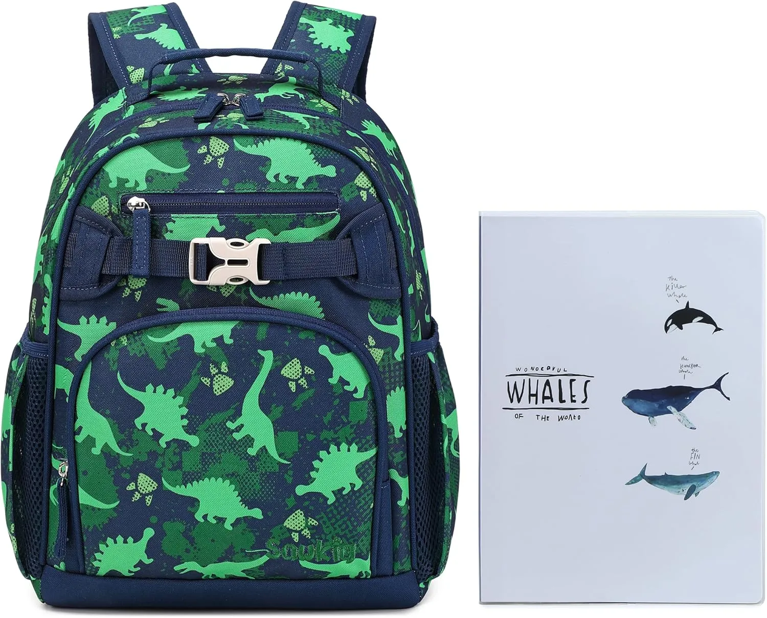 Cute Kindergarten Backpack for Boys Elementary School Bag Dinosaur Backpacks for Kids 3-5 (Green Dinosaur)