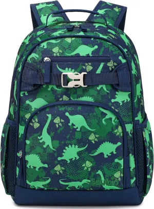 Cute Kindergarten Backpack for Boys Elementary School Bag Dinosaur Backpacks for Kids 3-5 (Green Dinosaur)