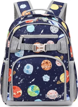 Cute Outer Space Backpack for Kindergarten Boys 15 inch School Bag for Kids 4-6 (Outer Space)