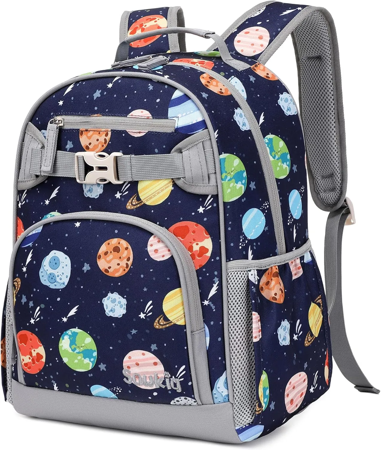 Cute Outer Space Backpack for Kindergarten Boys 15 inch School Bag for Kids 4-6 (Outer Space)