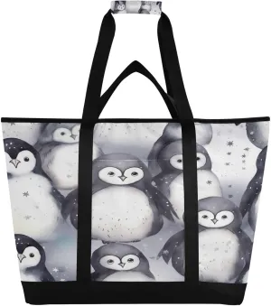Cute Penguins Reusable Insulated Lunchbox Cooler Bag, Leakproof Kitchen Grocery Bag Collapsible Portable Cooler Tote Bag for Picnic, Camping, Office, Travel