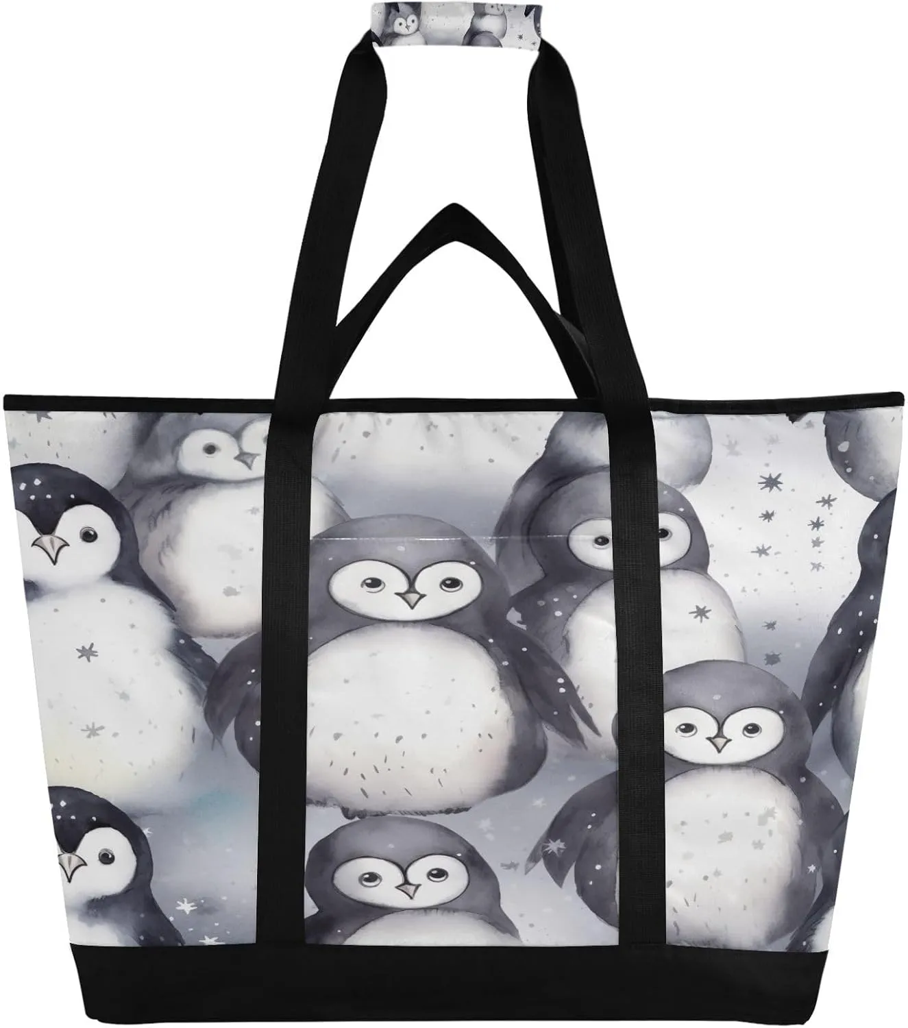 Cute Penguins Reusable Insulated Lunchbox Cooler Bag, Leakproof Kitchen Grocery Bag Collapsible Portable Cooler Tote Bag for Picnic, Camping, Office, Travel