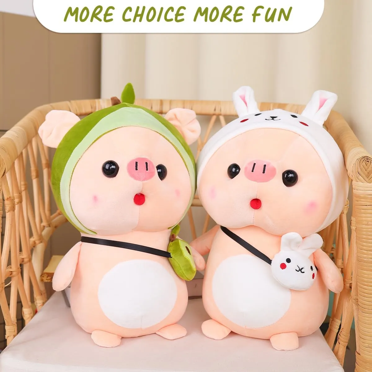 Cute Pig Stuffed Animal, 15.7" Pig Plush with Avocado Outfit, Plushies for Girls, Christmas Birthday Gift