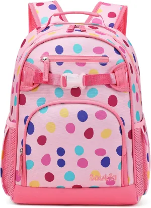 Cute Polka Dot Backpack for Girls Elementary School Bookbag for Kids 6-10 (Colorful Polka Dot)