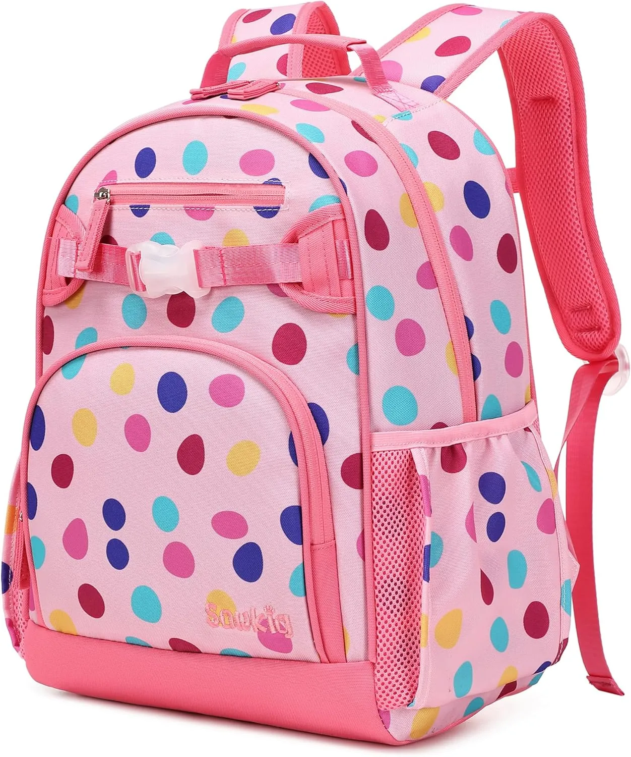 Cute Polka Dot Backpack for Girls Elementary School Bookbag for Kids 6-10 (Colorful Polka Dot)