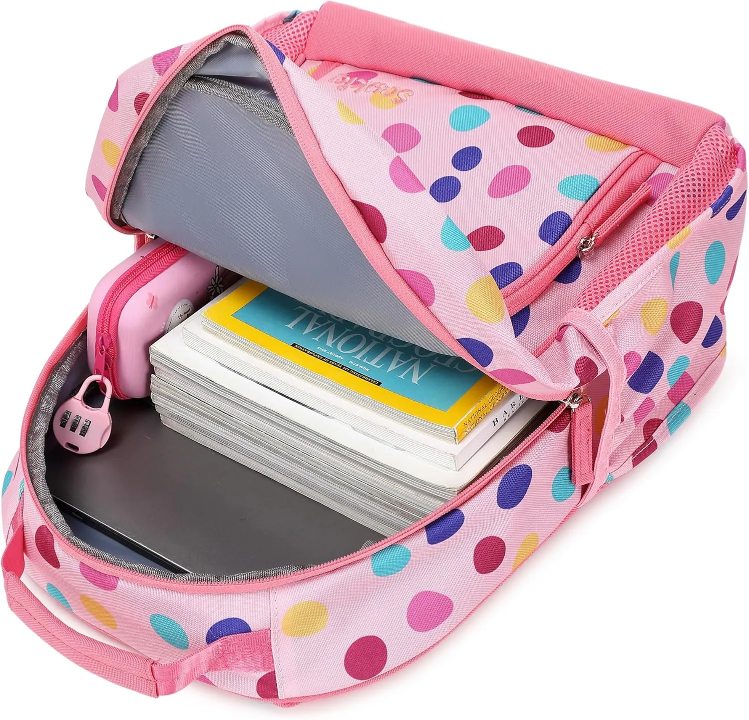 Cute Polka Dot Backpack for Girls Elementary School Bookbag for Kids 6-10 (Colorful Polka Dot)