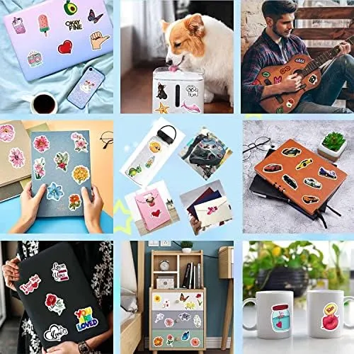 Cute Robot Stickers for Water Bottle,Waterproof Vinyl 50pcs Stickers for Laptop Computer Phone Bumper Skateboard Luggage Decals for Teens Kids Girls