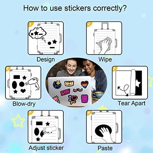Cute Robot Stickers for Water Bottle,Waterproof Vinyl 50pcs Stickers for Laptop Computer Phone Bumper Skateboard Luggage Decals for Teens Kids Girls