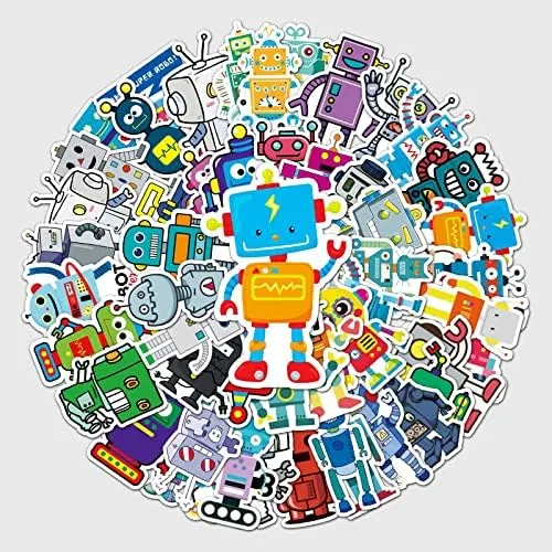 Cute Robot Stickers for Water Bottle,Waterproof Vinyl 50pcs Stickers for Laptop Computer Phone Bumper Skateboard Luggage Decals for Teens Kids Girls