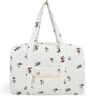 Cute Tote Duffel Bags Women White Flower Travel Duffel Bag Weekender Overnight Duffel Travel Carry On Purses for Women Work Diaper Gym Tote Hospital Bag for Labor Delivery