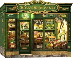 CUTEBEE Book Nook Kit - DIY Miniature House Dollhouse Kit for Adults and Teens, Booknook Tiny House Bookshelf Decor 3D Wooden Puzzle, Gifts for Family, Friends (Blossom Florists)