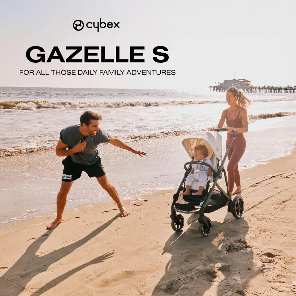 Cybex Gazelle S All-in-One Toddler and Baby Stroller with Over 20 Modular Configurations, Ergonomic Near-Flat Recline, Shopper Basket, and Compact Fold, Sky Blue