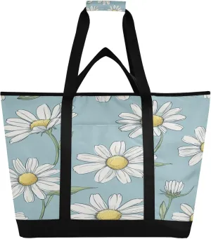 Daisy Reusable Insulated Lunchbox Cooler Bag, Leakproof Kitchen Grocery Bag Collapsible Portable Cooler Tote Bag for Picnic, Camping, Office, Travel