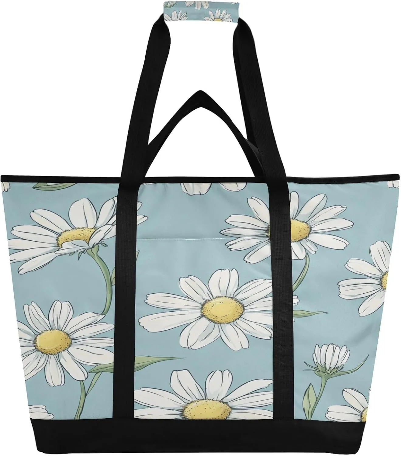 Daisy Reusable Insulated Lunchbox Cooler Bag, Leakproof Kitchen Grocery Bag Collapsible Portable Cooler Tote Bag for Picnic, Camping, Office, Travel