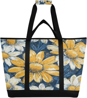 Daisy Reusable Insulated Lunchbox Cooler Bag, Leakproof Kitchen Grocery Bag Collapsible Portable Cooler Tote Bag for Picnic, Camping, Office, Travel