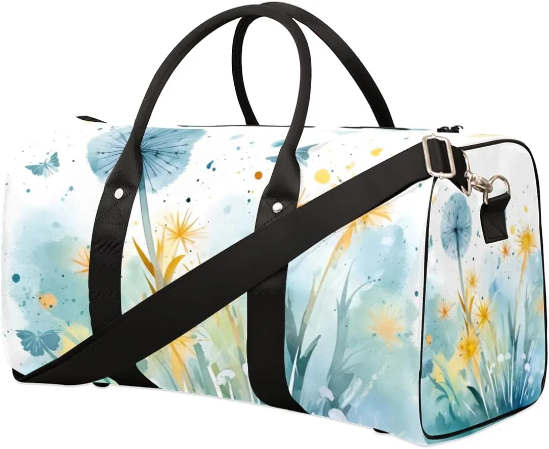 Dandelion Travel Duffle Bag for Women Men Gym Duffel Foldable Bag Waterproof Weekender Spring Flower Duffle Tote