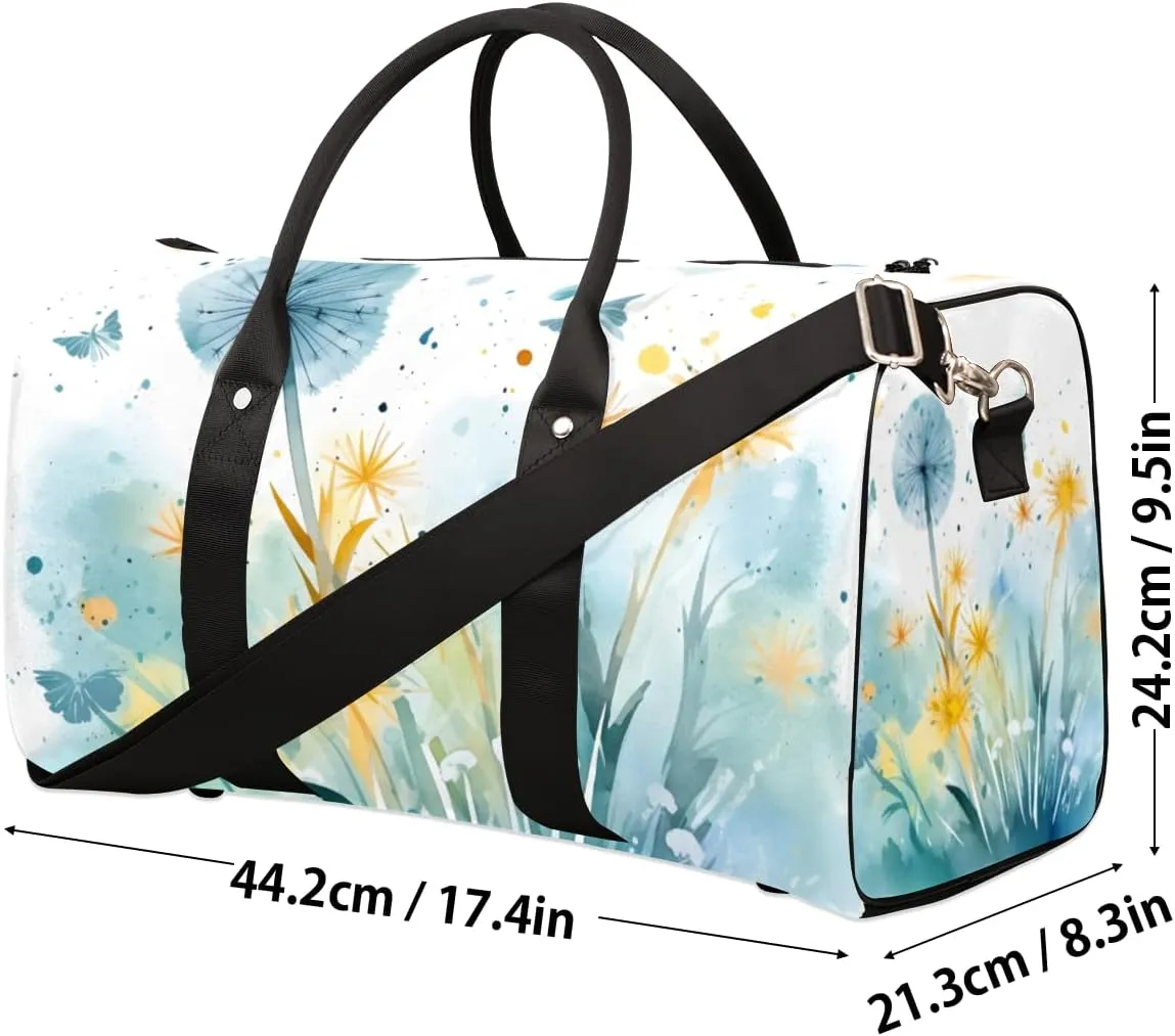 Dandelion Travel Duffle Bag for Women Men Gym Duffel Foldable Bag Waterproof Weekender Spring Flower Duffle Tote