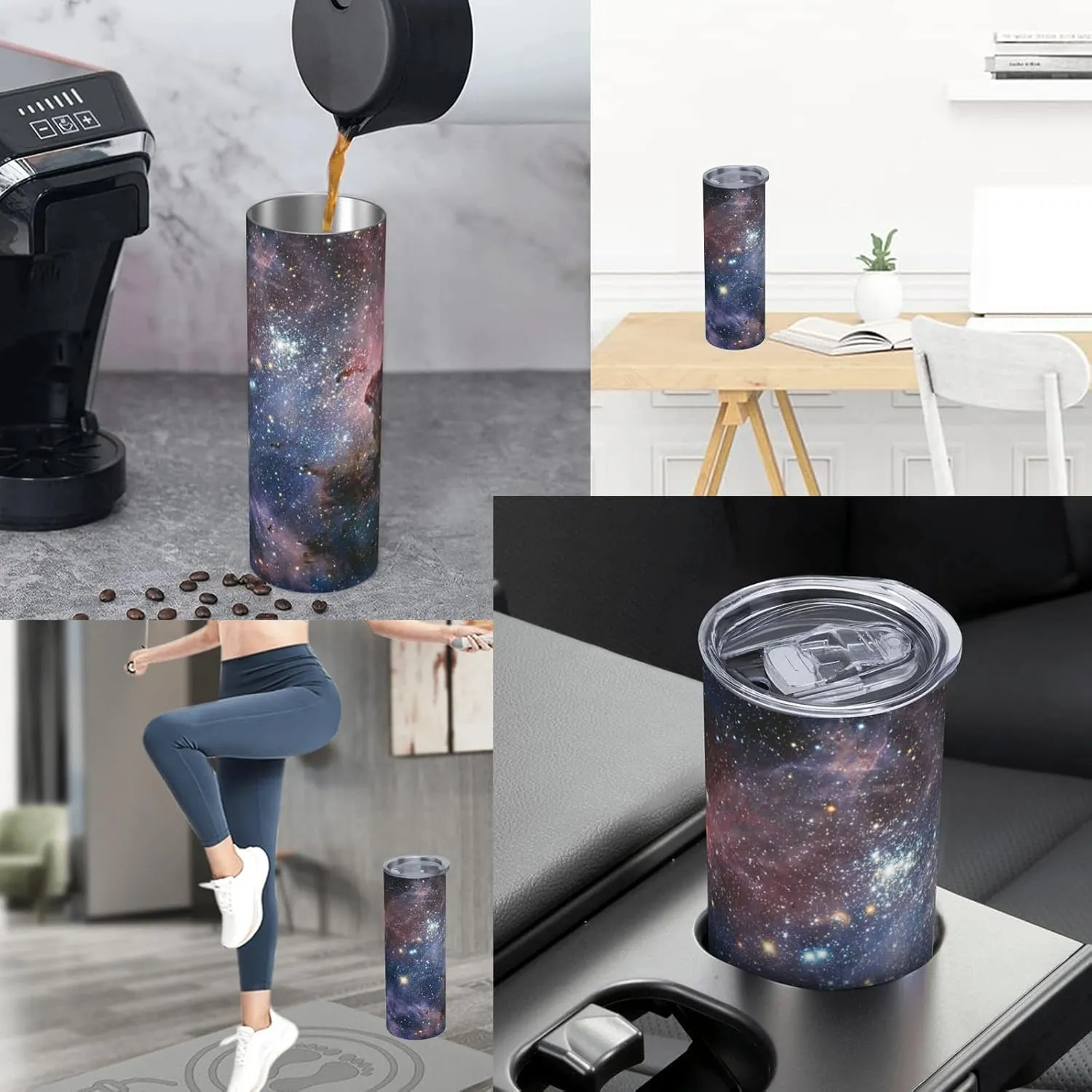 Dark Floral and Mushroom Stainless Steel Insulated Tumbler with Lid - 20oz Gothic Travel Mug, Reusable Metal Straw & Brush, Double-Wall Vacuum Bottle Cup for Hot and Cold Drinks Gifts