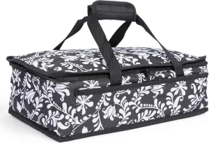 Dawhud Direct Insulated Casserole Carrier for Hot or Cold Food - Portable Casserole Dish Carrier with Handles - Black and White Design - 13 x 8 x 4 Inches Food Warmer Bag for Travel and Picnics