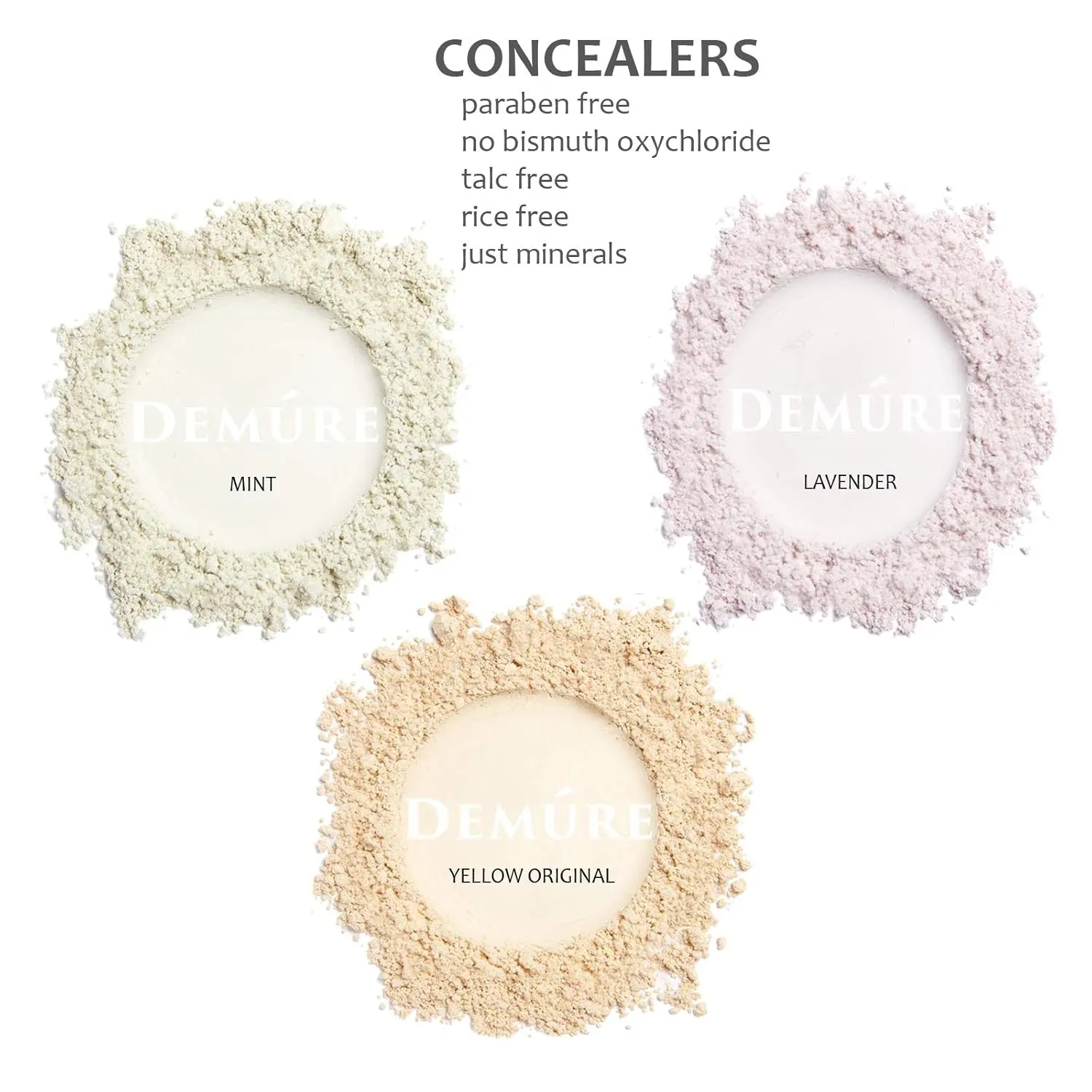 Demure Mineral Make Up, Mineral Concealer (Mint), Dark Circles Under Eye Treatment, Under Eye Concealer, Made with Pure Crushed Minerals, Loose Powder. Demure Mineral Makeup (2 grams)