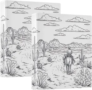 Desert Horseback Riding 3 Ring Binder Round Rings 1 Pack,Holds 200 Sheets Ring Binders for School Supplies, Office or Home