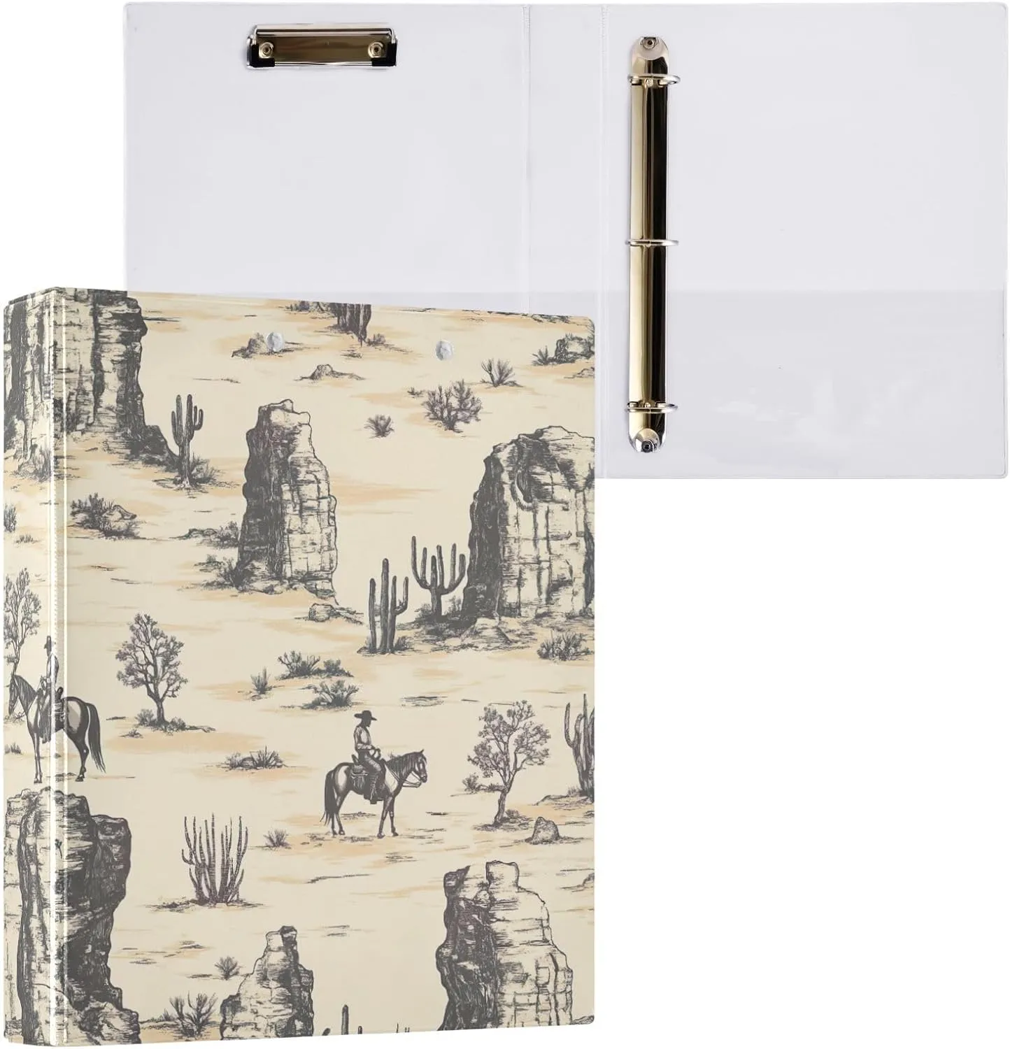 Desert Horseback Riding 3 Ring Binder Round Rings 1 Pack,Holds 200 Sheets Ring Binders for School Supplies, Office or Home