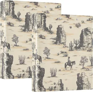 Desert Horseback Riding 3 Ring Binder Round Rings 1 Pack,Holds 200 Sheets Ring Binders for School Supplies, Office or Home