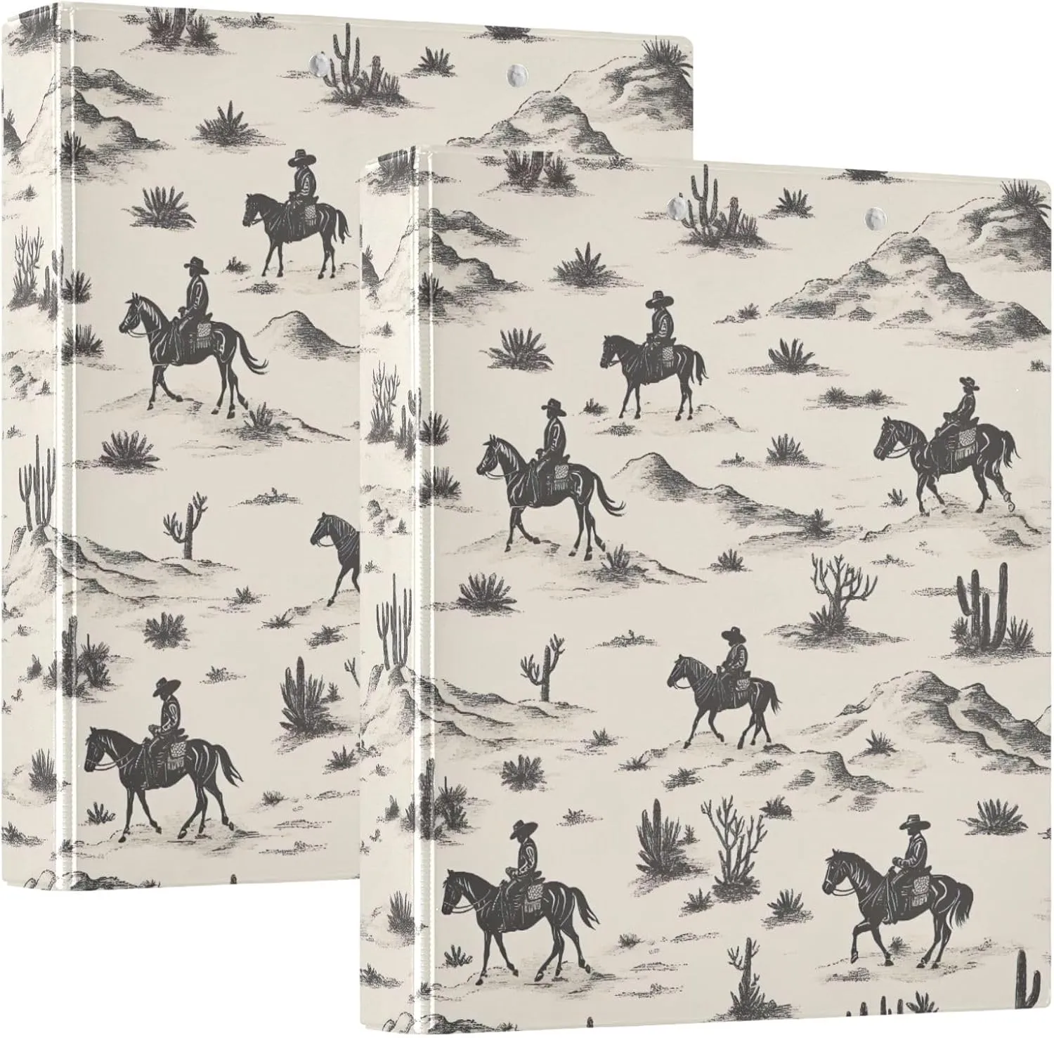Desert Horseback Riding 3 Ring Binder Round Rings 1 Pack,Holds 200 Sheets Ring Binders for School Supplies, Office or Home