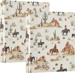 Desert Horseback Riding 3 Ring Binder Round Rings 1 Pack,Holds 200 Sheets Ring Binders for School Supplies, Office or Home