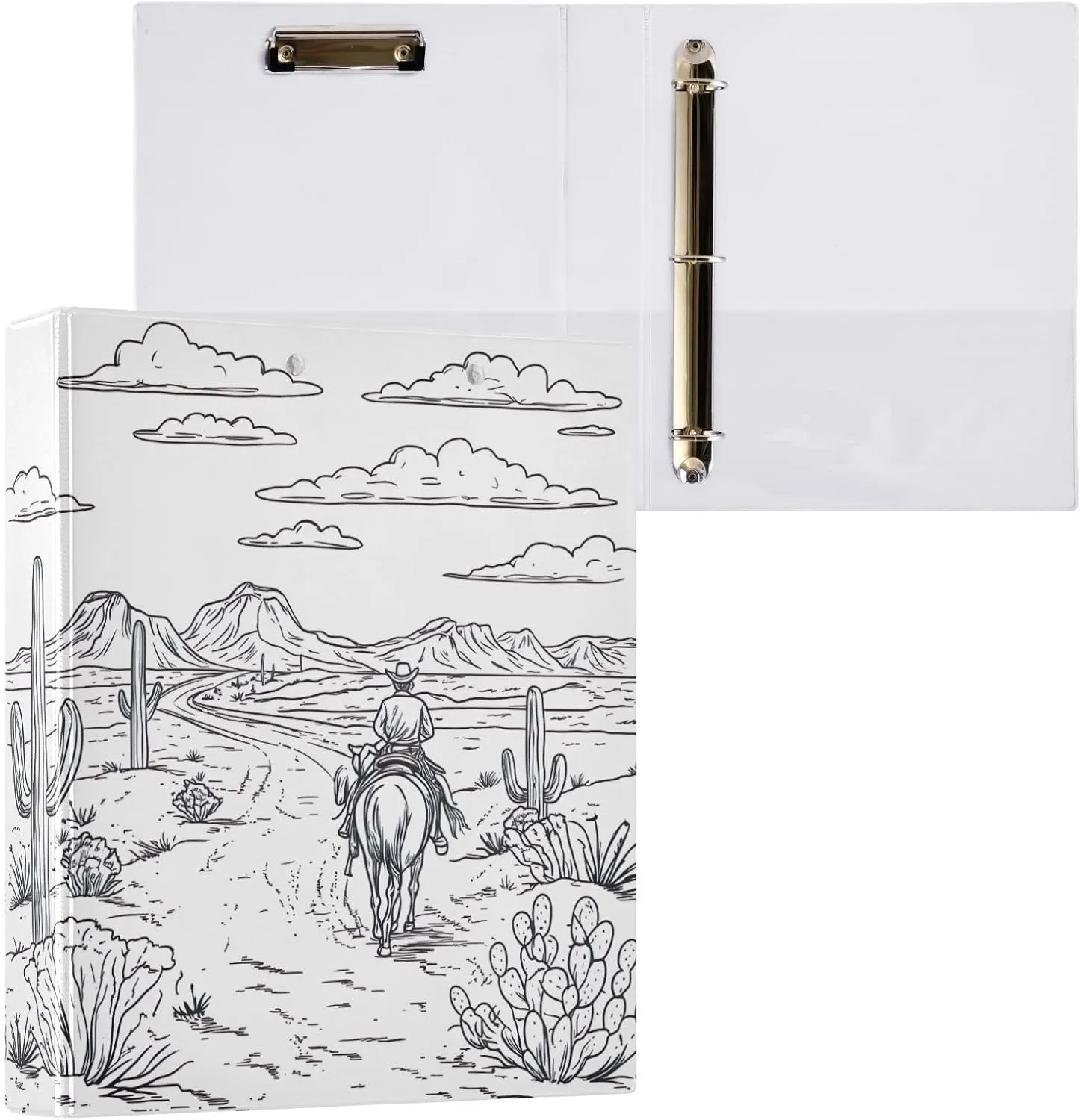 Desert Horseback Riding 3 Ring Binder Round Rings 1 Pack,Holds 200 Sheets Ring Binders for School Supplies, Office or Home