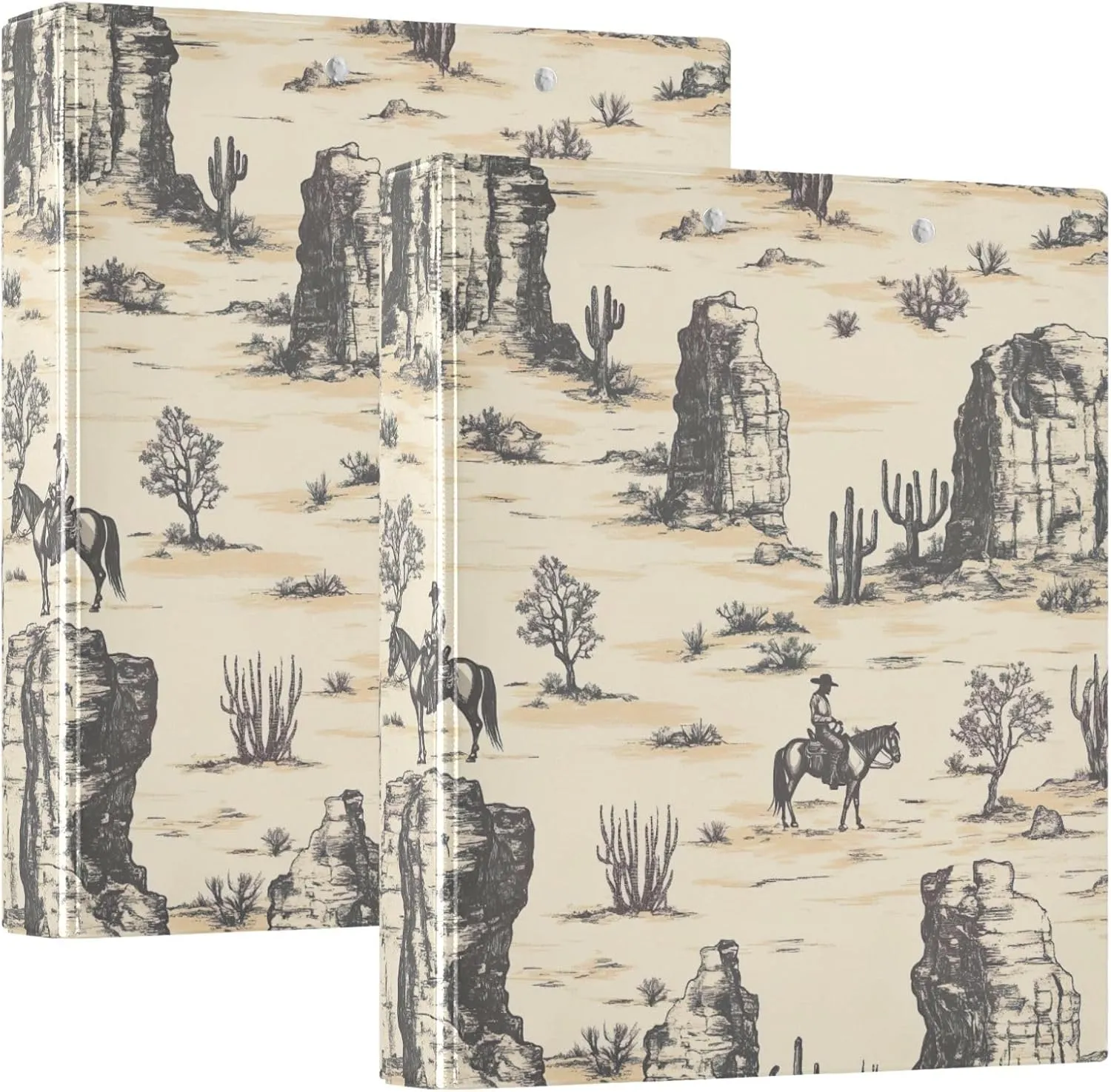Desert Horseback Riding 3 Ring Binder Round Rings 1 Pack,Holds 200 Sheets Ring Binders for School Supplies, Office or Home
