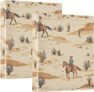 Desert Horseback Riding 3 Ring Binder Round Rings 1 Pack,Holds 200 Sheets Ring Binders for School Supplies, Office or Home