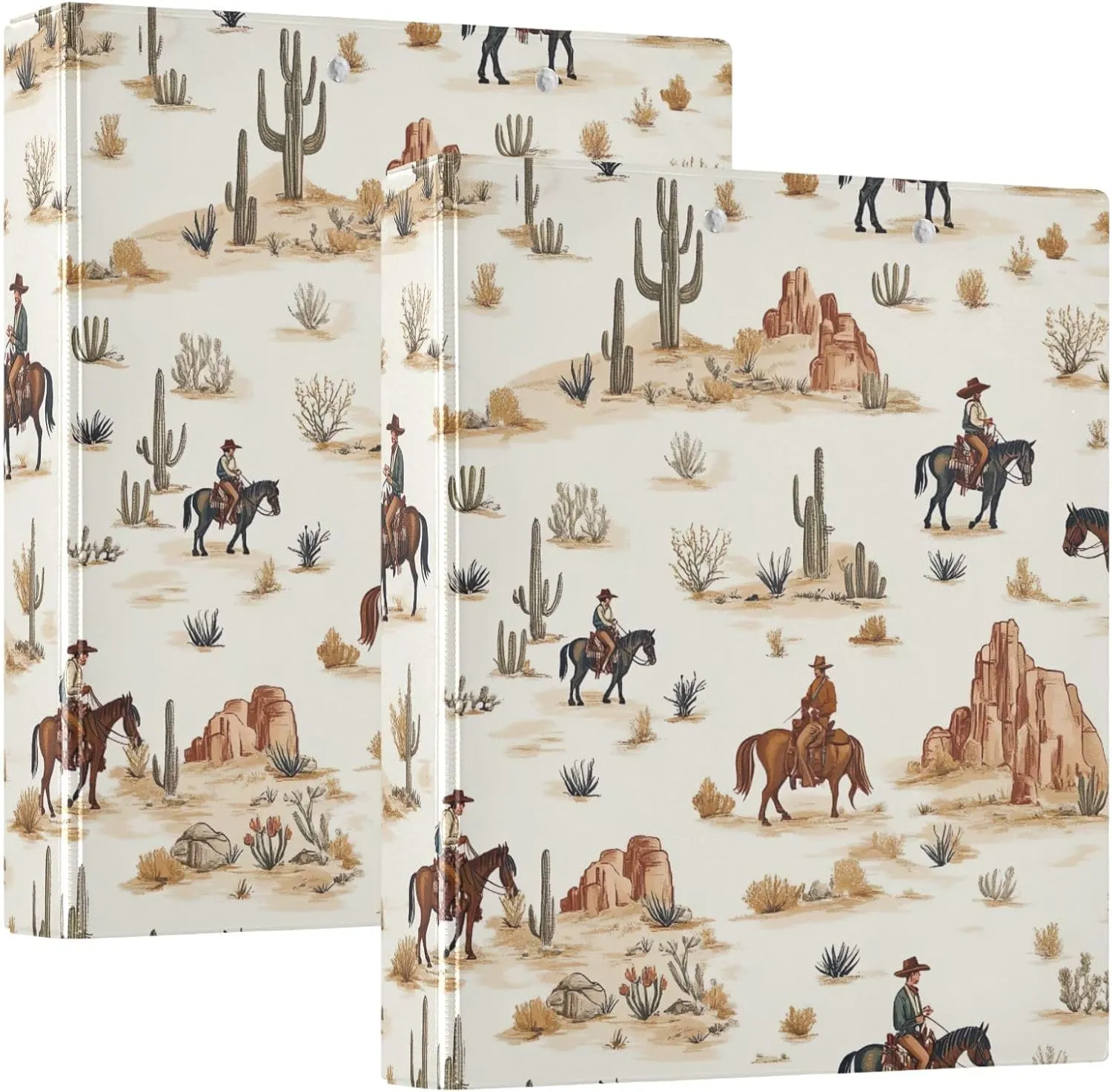Desert Horseback Riding 3 Ring Binder Round Rings 1 Pack,Holds 200 Sheets Ring Binders for School Supplies, Office or Home