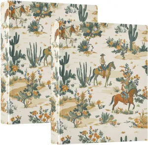 Desert Horseback Riding 3 Ring Binder Round Rings 1 Pack,Holds 200 Sheets Ring Binders for School Supplies, Office or Home