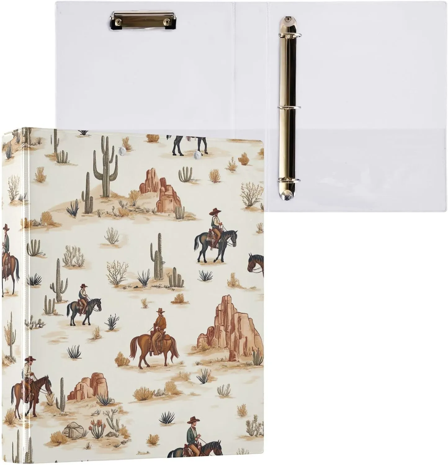 Desert Horseback Riding 3 Ring Binder Round Rings 1 Pack,Holds 200 Sheets Ring Binders for School Supplies, Office or Home