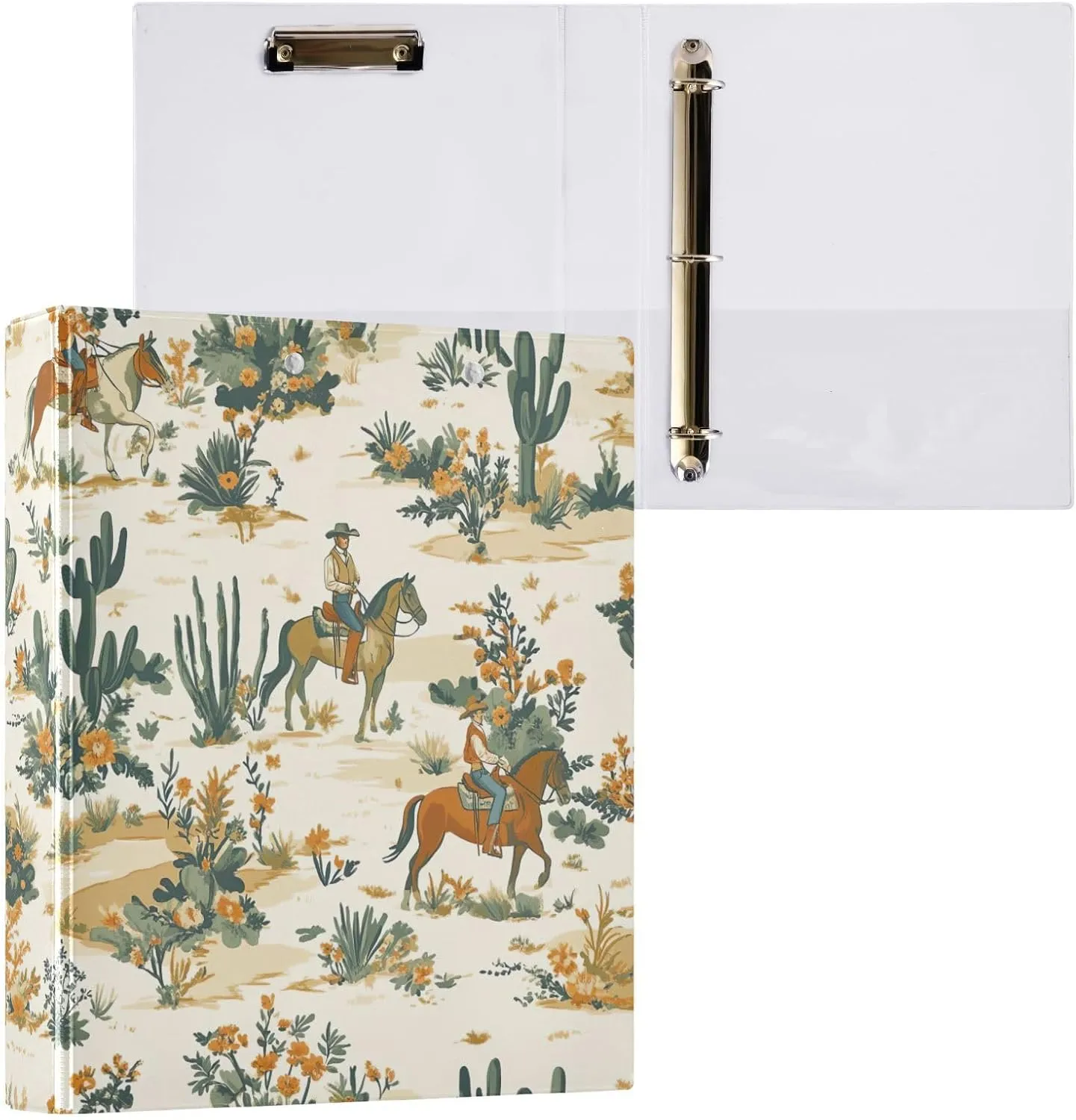 Desert Horseback Riding 3 Ring Binder Round Rings 1 Pack,Holds 200 Sheets Ring Binders for School Supplies, Office or Home