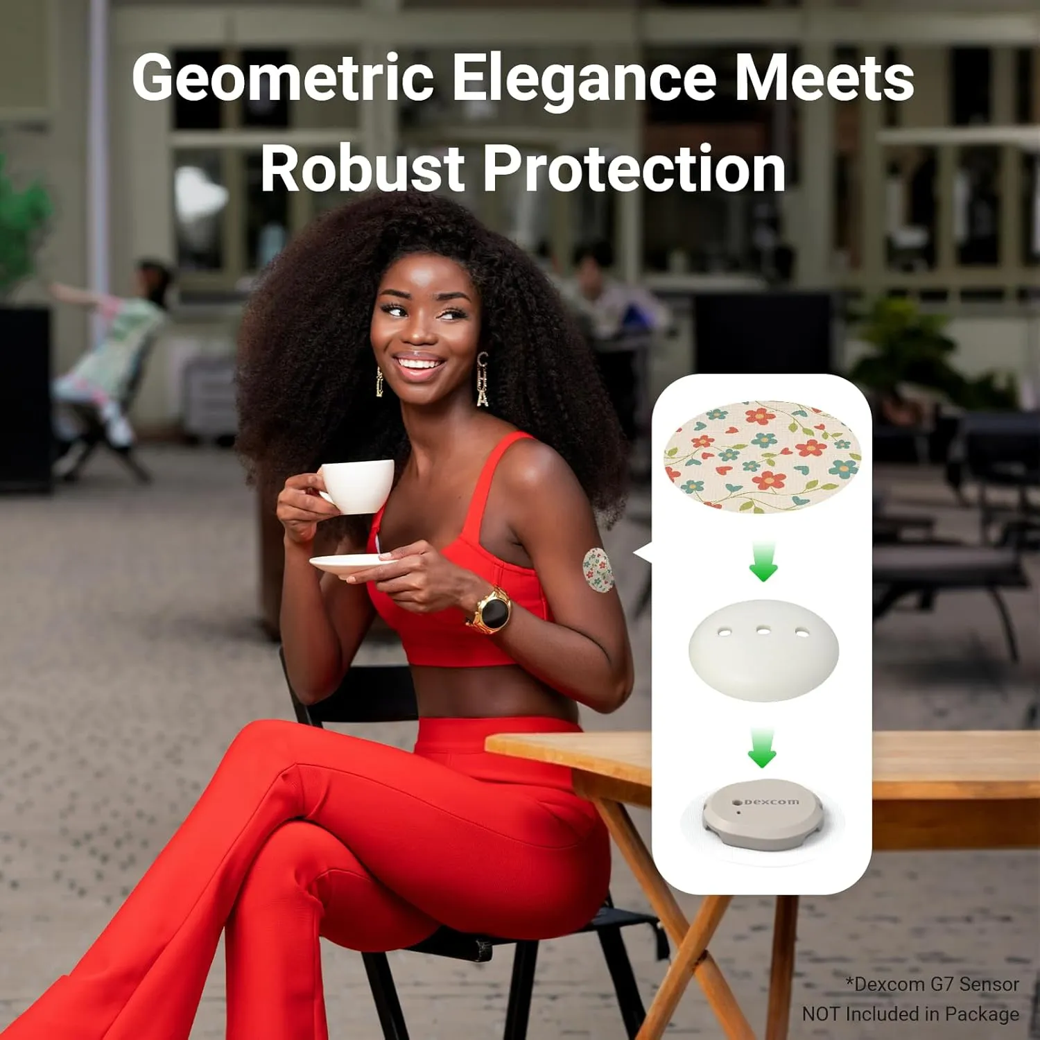 Dexcom G7 Over Patches, 16 Printed Waterproof Dexcom Stelo & G7 Over Patches, 1 Hardshell Cover for Enhanced Safeguard, Breathable, 14 Days Protection with Style (Flower)