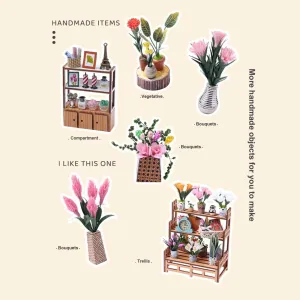 DIY Dollhouse Miniature Kit Cute Animal 3D Wooden Puzzle for Adults Gift Room Decoration Model Kits Build Teenagers (Jenny's Flower Room)