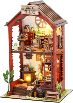 DIY Miniature House Kit Christmas Dollhouse Kit for Adults Romantic Couple Cottage Booknook Building Kit Tiny House Model Kits to Build for Couples (Magic Book Nook)