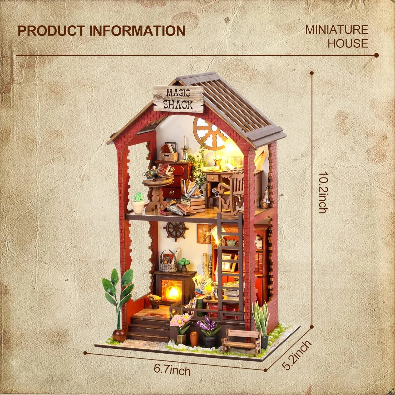 DIY Miniature House Kit Christmas Dollhouse Kit for Adults Romantic Couple Cottage Booknook Building Kit Tiny House Model Kits to Build for Couples (Magic Book Nook)