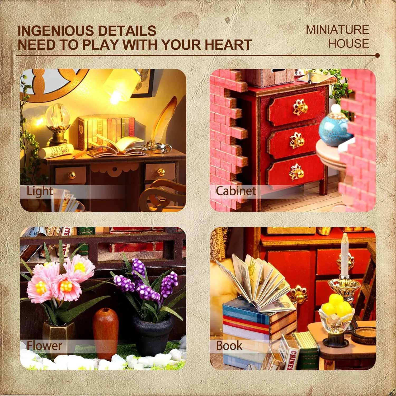 DIY Miniature House Kit Christmas Dollhouse Kit for Adults Romantic Couple Cottage Booknook Building Kit Tiny House Model Kits to Build for Couples (Magic Book Nook)