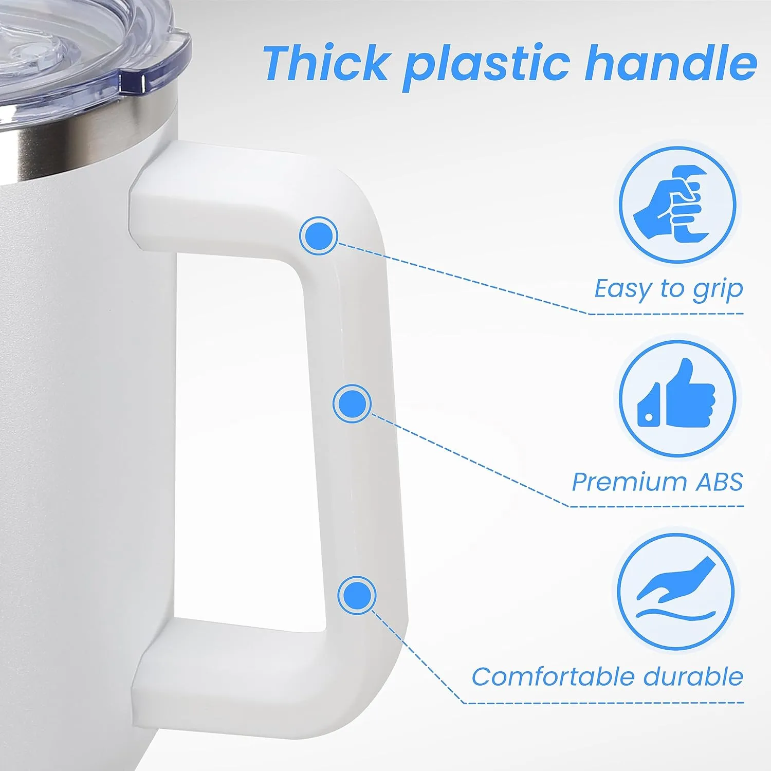 DOMICARE 40 oz Tumbler with Handle and Straw, Stainless Steel Tumbler with Lid and Straw, Reusable Vacuum Insulated Cup, Travel Coffee Mug, White, 1Pack